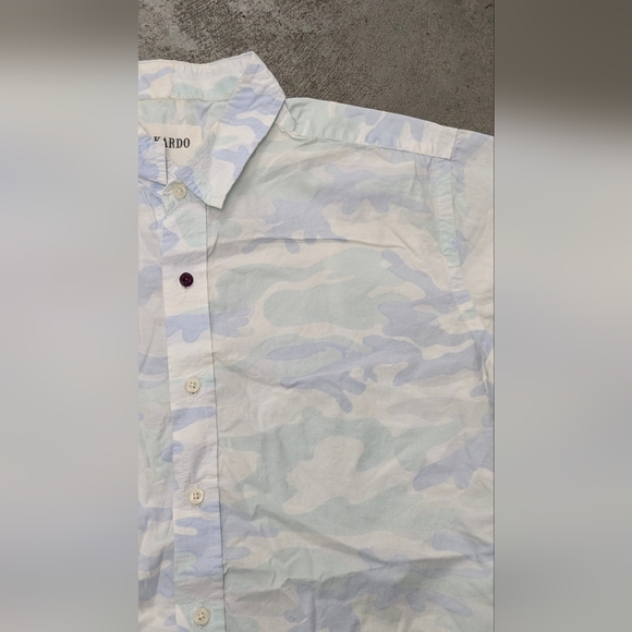 Kardo Other - Kardo Blue Camo Casual Short Sleeve Button Down Shirt, Small